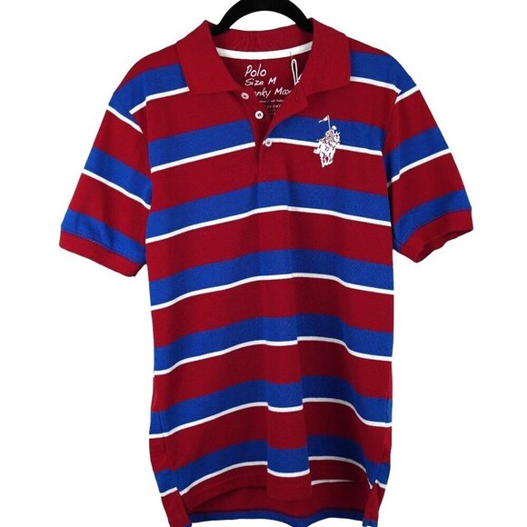 NWT Polo x Franky Max Polo Shirt Size M Red Blue White Striped Short Sleeve Cott - Picture 1 of 7